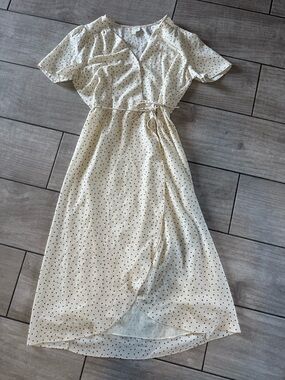 Everly Midi Dress Polka Dot Wrap Dress Women's Small